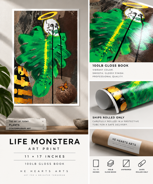 Life Monstera 11 × 17 contemporary art print by HE HEARTS ARTS